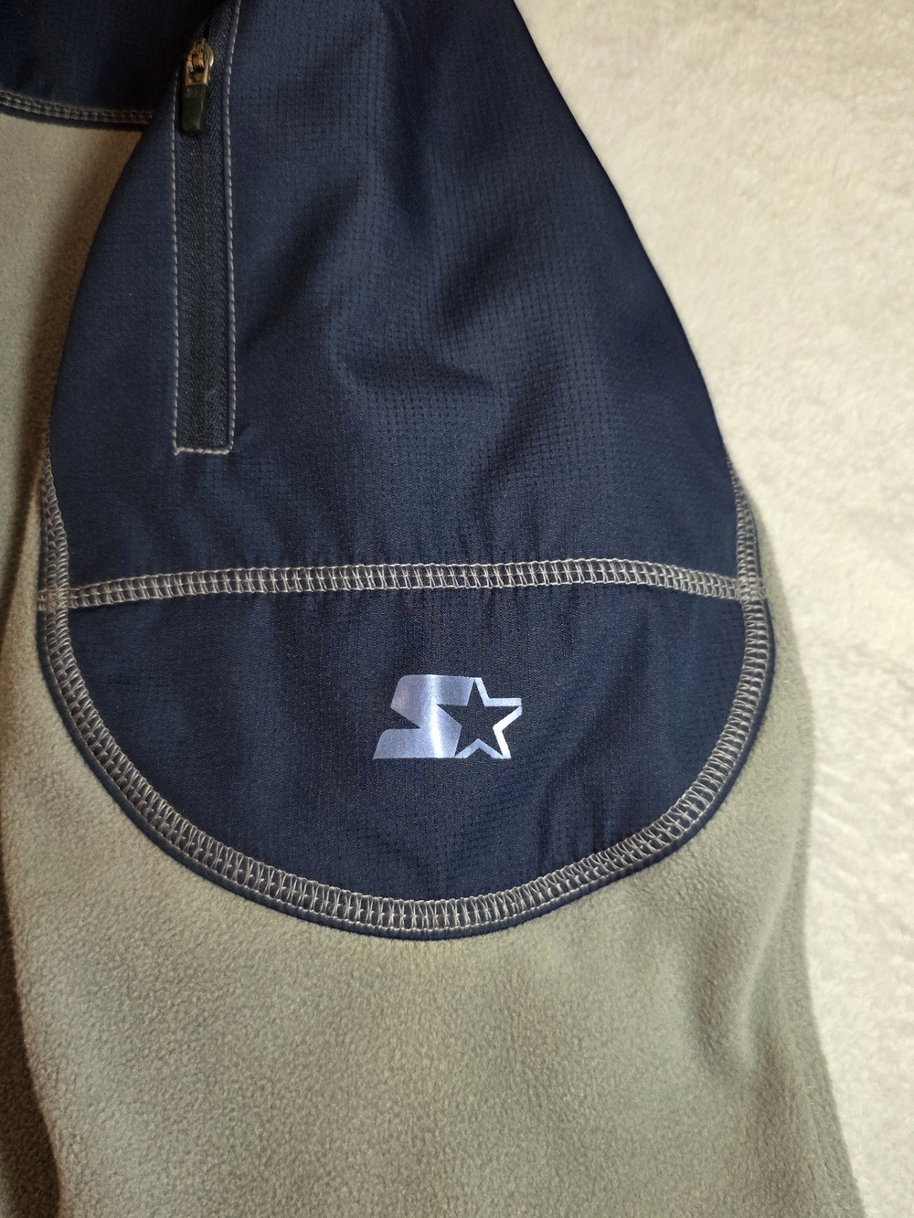 Starter Mens L Gray Navy Quarter Zip Fleece Pullover Colorblock - Picture 2 of 10